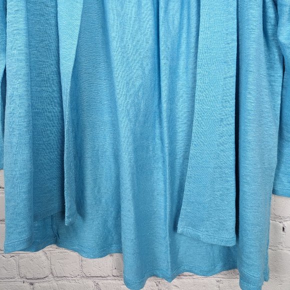 J. Jill Love Linen Womens Size SP Blue Open Front 100% Linen Lightweight Sheer - Picture 4 of 9